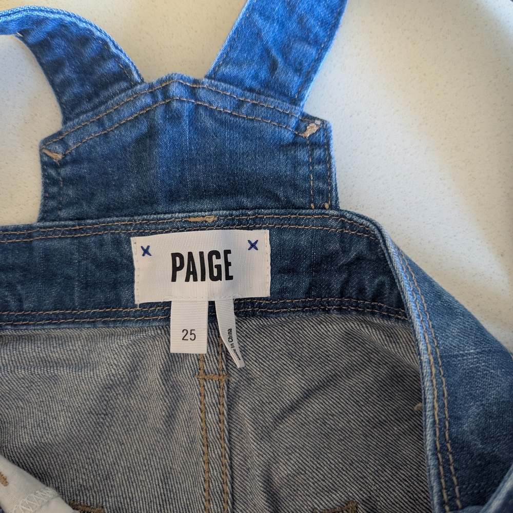 PAIGE Blue Denim Wide-Leg Women's Overalls - Picture 12 of 14